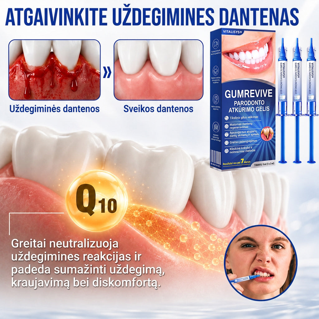 Rekomenduojamas odontologų 👨‍⚕️🦷🛡️ Vitalisys® GumRevive – regeneruojantis dantenų gelis 🐟❤️