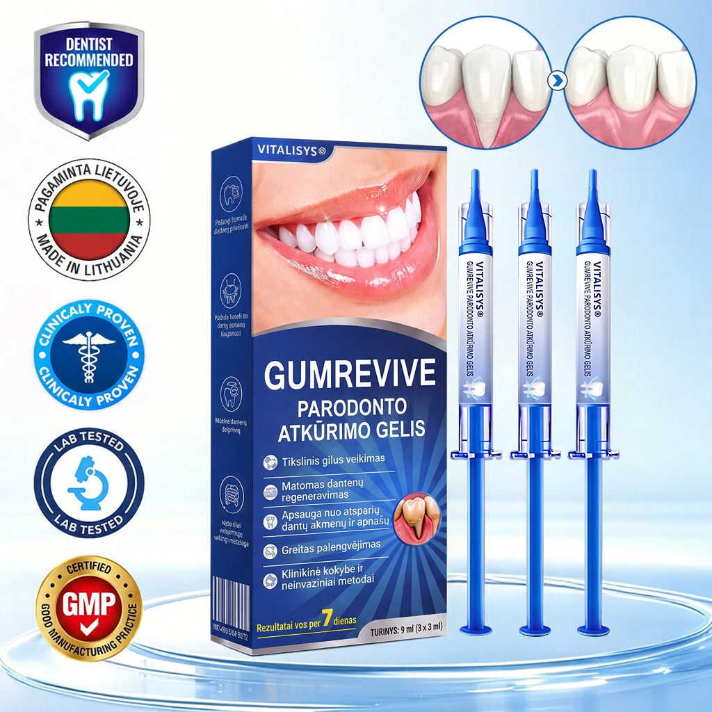 Rekomenduojamas odontologų 👨‍⚕️🦷🛡️ Vitalisys® GumRevive – regeneruojantis dantenų gelis 🐟❤️