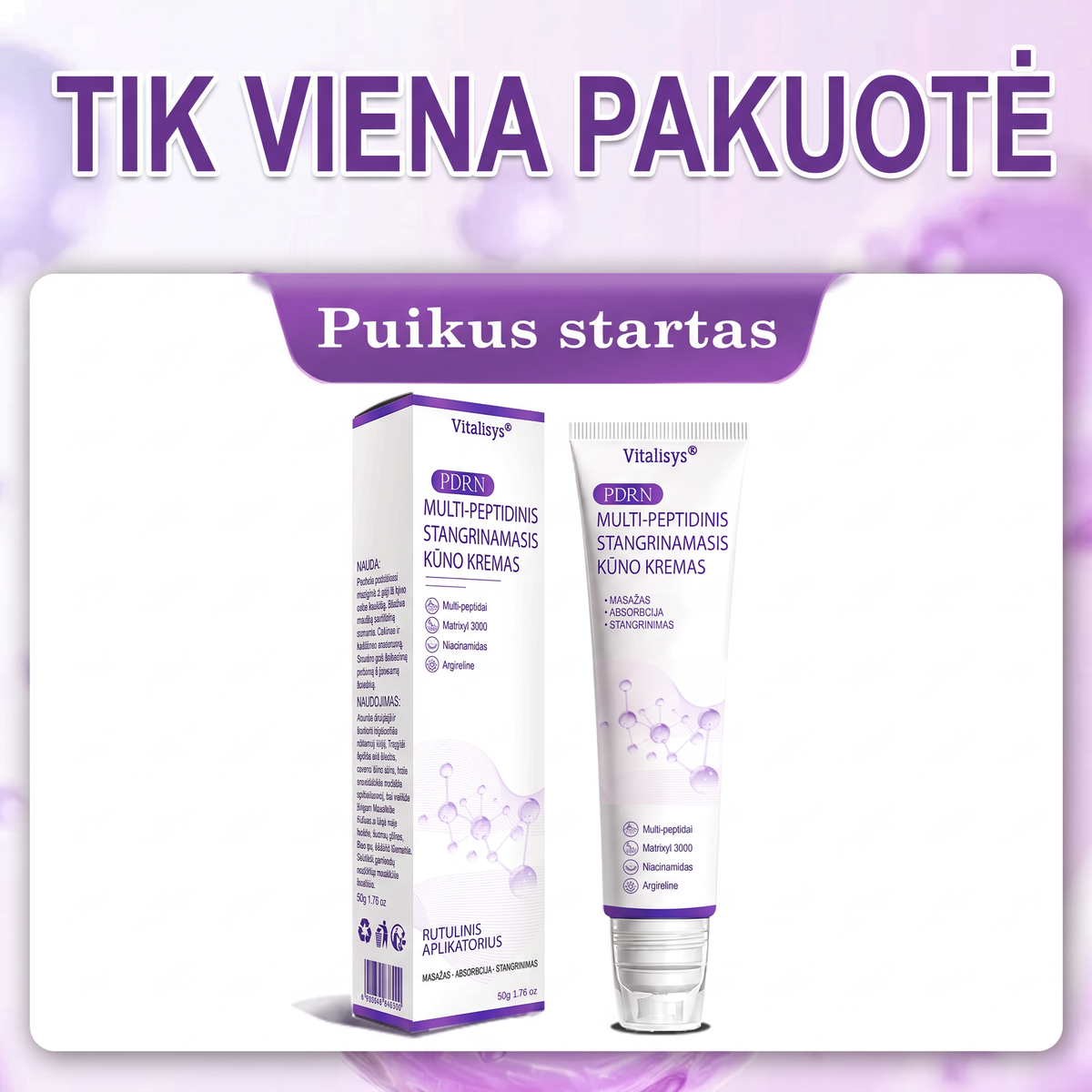 Ekspertų rekomenduojama🥦 |🌥️Vitalisys® PDRN“daugiapeptidis masažuojamasis kūno kremas – Anti-senėjimo, drėkinamasis,stangrinamasis,odą regeneruojantis,sulyginantis,spuogų ir dėmių šalinimo,karpų ir apgamų šalinimo, psoriazės palengvinimo priemonė.👒
